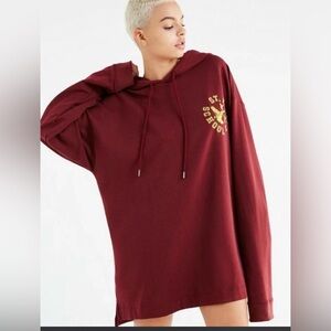 Men's Burgundy Pullover Hoodie with Chest Emblem